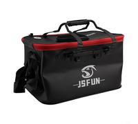 Desiumite For EVA Folding Fishing Bucket for Live Fish - Portable Collapsible Fish Carrier with Mesh Cover & Adjustable Shoulder Strap, 30-50cm Sizes (Black)(40cm)