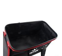 Desiumite For EVA Folding Fishing Bucket for Live Fish - Portable Collapsible Fish Carrier with Mesh Cover & Adjustable Shoulder Strap, 30-50cm Sizes (Black)(35cm)