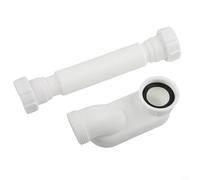 Desiumite G1-1/2 P-Trap Flexible Bathtub Shower Drain Pipe, Low-Profile Space-Saving Design, Stretchable 20-80 cm Rubber Hose, for Standard G1-1/2 Threaded(sku)