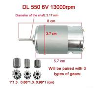 Desiumite Gearmotor for Kids Electric Car with 10 Tooth and 12 Tooth Gear, High Torque Low Speed Motor Compatible with RS550 RS390 RS380 RS555 6V 12V 24V(550 6V 13000rpm)