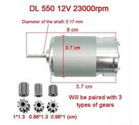 Desiumite Gearmotor for Kids Electric Car with 10 Tooth and 12 Tooth Gear, High Torque Low Speed Motor Compatible with RS550 RS390 RS380 RS555 6V 12V 24V(550 12V 23000rpm)