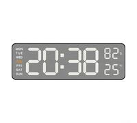 Desiumite Large LED Digital Wall Clock 9 Inch USB Powered with Alarm, Snooze, Countdown Timer, Humidity and Week Display, Modern Geometric Design for Home or Office(Black shell 5513)