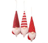 Desiumite Mini Felt Gnome Hanging Set of 3, Scandinavian Santa Decorations, Swedish Tomte Ornament three for Christmas Tree Gnome Ornaments, Festive Knitted Hat Holiday(Red Suit Dude)