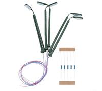 Desiumite Model Railway Street Lights Set Of 5 N Gauge Lamp Posts 8.4cm Plastic Bright White LED Lighting For Miniature Train Scenery And HO Scale Layout Accessories Compatible