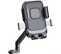 Desiumite Motorcycle Phone Holder with Secure -Second Lock and Shock Absorption Technology, 360-Degree Rotation Handlebar Mount for Navigation and Calls, Black Alloy(Rrearview mirror)