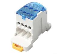 Desiumite Power Junction Box, Distribution Terminal Block Connector DIN Rail 80A-500A Blue Single-Pole Splitter Box for Electrical Wiring Multiple Outputs(80A)