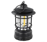 Desiumite Rechargeable LED Camping Lantern with Stepless Dimming, Sturdy ABS+PS+Iron Shell, 120×120×200 mm, 275 g - Portable Vintage Horse-Style Light for(E)