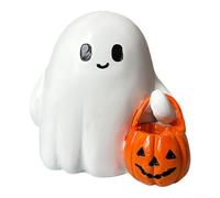 Desiumite Resin Sculpture Halloween Table Decoration Indoor And Outdoor Fireplace Decoration White Small Tabletop Statue With Face Home Garden Centerpiece(No light)