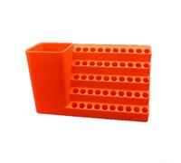 Desiumite Screwdriver Bit Storage Box With Handle, 20 Hole Plastic Storage Box, Suitable For 6.35mm Hexagonal Drill Bits, Workshop Tool Rack, Orange(20 holes)