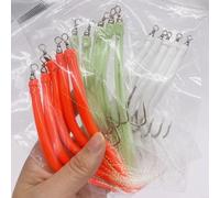 Desiumite Shaddock Fishing Eel Tube Jig Bait with Stainless Steel Offset Shank Barbed Octopus Hook, 5-Pack for Sea Fishing, 5-8g, 14-16.5cm, Holographic Silica(red 6)