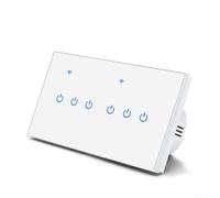 Desiumite Smart WiFi Touch Wall Switch, Supports Remote Control Applications, Compatible With Voice Assistants, Multi-way Light Switches, Home Automation Control Modules(6 Gang-White)