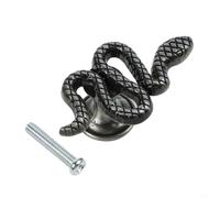 Desiumite Snake Shape Zinc Alloy Cabinet Pull Handle for Children Room Furniture, Vintage Style Drawer Knob in Antique Gold, Silver, Black, Bronze (Pack of 1)(ancient for for tin)