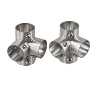 Desiumite Stainless Steel Pipe Connector for Clothes Rail Flange, Right Angle Shelf Bracket with 26mm Inner Diameter, Rust Resistant Silver Finish for Greenhouse, Furnitu(Right angled 4 way)