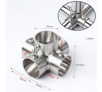 Desiumite Stainless Steel Pipe Connector for Clothes Rail Flange, Right Angle Shelf Bracket with 26mm Inner Diameter, Rust Resistant Silver Finish for Greenhouse, Furnitu(Right angled 5 way)