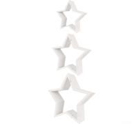 Desiumite Three-Piece Wooden Star Decoration Set, White Solid Wood Ornaments in Varying Sizes, Elegant Festive Home Décor for Christmas Tree, Shelf or Mantel