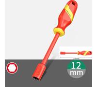 Desiumite VDE Insulated Socket Wrench for 1000V High Voltage Electrical Work, Made with Alloy Steel & TPE, Red Safety Design, Compatible with 4mm-14mm Sockets(12mm)