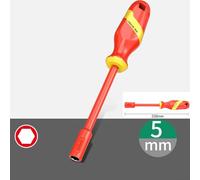 Desiumite VDE Insulated Socket Wrench for 1000V High Voltage Electrical Work, Made with Alloy Steel & TPE, Red Safety Design, Compatible with 4mm-14mm Sockets(5mm)