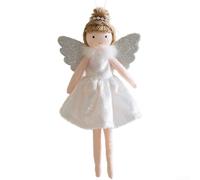 Desiumite Velvet Cloth Christmas Angel Girl Hanging Ornament, Lightweight White and Pink Modern Minimalist Design for Holiday Tree and Seasonal Home Décor(White)