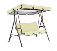 Desiumite Waterproof Swing Chair Cover for 3-Pedestal Garden Swing - Replacement Canopy Set with Sun Protective Top and seats Covers, Oxford Cloth, Gray/Green(Beige)