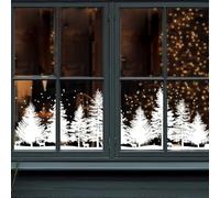 Desiumite White Christmas casement Cling Static Decal with Snowflake, for Deer and Pine trees Design for Retro Holiday-Decoration, UV Resistant 30x90cm