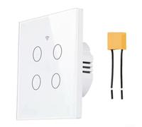 Desiumite WiFi Smart Light Switch 4 Gang Touch Wall Panel Compatible with Tuya Smart Life App and Alexa, No Neutral Wire Required with Capacitor, Tempered(White)