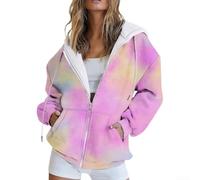 Desiumite Women's 3D Printed Zip-Up Hoodie Loose Fit Polyester | 3D digital print, full-zip closure, loose for relaxed fit, regular length, polyester fabric