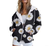 Desiumite Women's 3D Printed Zip-Up Hoodie Loose Fit Polyester | 3D digital print, full-zip closure, loose for relaxed fit, regular length, polyester fabric