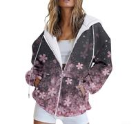 Desiumite Women's 3D Printed Zip-Up Hoodie Loose Fit Polyester | 3D digital print, full-zip closure, loose for relaxed fit, regular length, polyester fabric