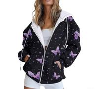 Desiumite Women's 3D Printed Zip-Up Hoodie Loose Fit Polyester | 3D digital print, full-zip closure, loose for relaxed fit, regular length, polyester fabric