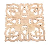 Desiumite Wood Applique Rubber Wood Carved Onlay for Door Cabinets and Furniture Decoration, European Style Decorative Panel, Smooth Finish, Elegant Ornamental Trim(30x30cm)