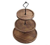 Desiumite Wooden 3-Tier Cake Stand Decorative Dessert Display Rack for | Weddings Birthdays Parties Stable Round Tray for Cupcakes Fruits Candy(B)