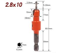 Desiumite Woodworking Having 1/4 Hex Shank Adjustable Stop Collar Step Drill for Pilot Hole Counterbore Plus Screw Flush 635mm Steel Alloy B Countersink Drill for Bit(2.8×10)