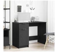 Vidaxl Desk Black Oak Engineered Wood Medium Computer Desk Rectangular, Black