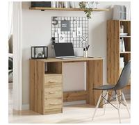 Desk 102x50x76cm Artisan Oak Engineered Wood 3 Drawer Compact Study Table -Small