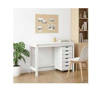 Desk 112x50x75cm White Solid Pine Wood 2pc set Modern Desk with 6-Drawer Cabinet