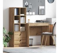 Desk 125.5x50x127cm Artisan Oak Engineered Wood 2-Drawer with Highboard Durable
