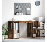vidaXL Desk Smoked Oak Engineered Wood 130 x 50.5 x 75 cm, Brown