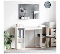 vidaXL Desk with Shelf White 130 x 50.5 x 75 cm Engineered Wood