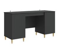 Desk 142.5x50x75cm Black Engineered Wood Vintage Modern Shelving with 2 shelves