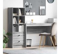 Desk 145.5x40x127cm Engineered Wood Grey Sonoma 2 Drawers Modern Office Storage