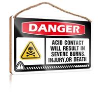 Desk Accessory Cute Wood Plaque/Lacquered Finish & Rv Decor - Out Of Order | Kitchen Decor For Counter, Danger Acid Contact Will Result In Severe Burns, Injury, Or Death