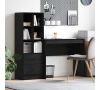 Desk and Highboard Set 135.5x40x127cm Engineered Wood Black Oak Compact 2-Drawer