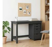 Desk and Rolling Cabinet Set Grey Pine 112x50x75cm 4-Drawer Mobile Unit Compact