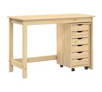 Desk and Rolling Cabinet Set with Drawer with Wheel MOSS 2 pcs Wooden vidaXL