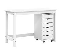 Desk and Rolling Cabinet Set with Drawer with Wheel MOSS 2 pcs Wooden vidaXL