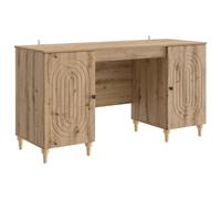 Desk Artisan Oak 142.5x50x75cm Engineered Wood Modern Workstation with Shelves.