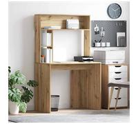 Desk Artisan Oak 91x50x149cm Engineered Wood Storage Desk with 2 Shelves Compact