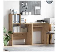 Desk Artisan Oak Engineered Wood 131.5x50x106.5cm Modern Storage Shelves Compact