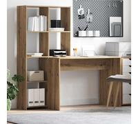 vidaXL Desk with Shelf Artisan Oak 138.5 x 55 x 143 cm Engineered Wood