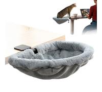 Desk Bed Attachment for Cats | Removable Plush Perch Semi Closed | Office Bed for Cats for Kitten Pet Window Exterior Wall Chair Table Sofa Car